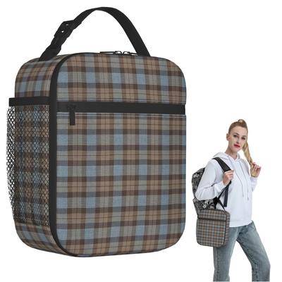 Tartan Insulated Lunch Bag for Women Children Portable Food Boxes Thermal Lunch Box Tote