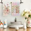 Artoid Mode Colorful Buffalo Plaid Bunny Rabbit Flower Easter Kitchen Towels Dish Towels, 18x26 Inch Seasonal Decoration Hand Towels Set of 2