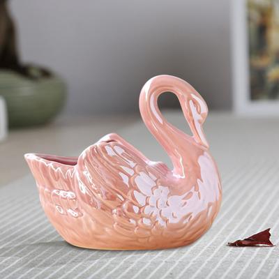 Ceramic Swan Ornament Multi-purpose Hydroponic Plants Succulents Pot Candle Holder Storage Box Desktop Swan Decoration