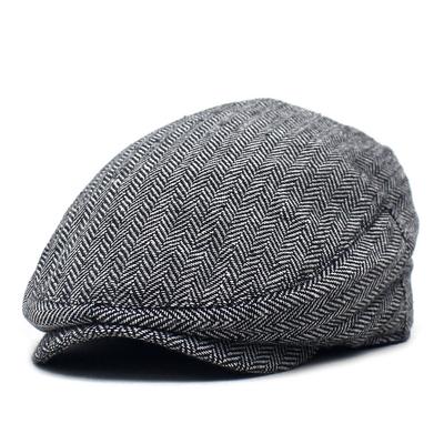 New Herringbone Striped Beret Men's Hat Casual Versatile Old Man Hat Retro Forward Hat