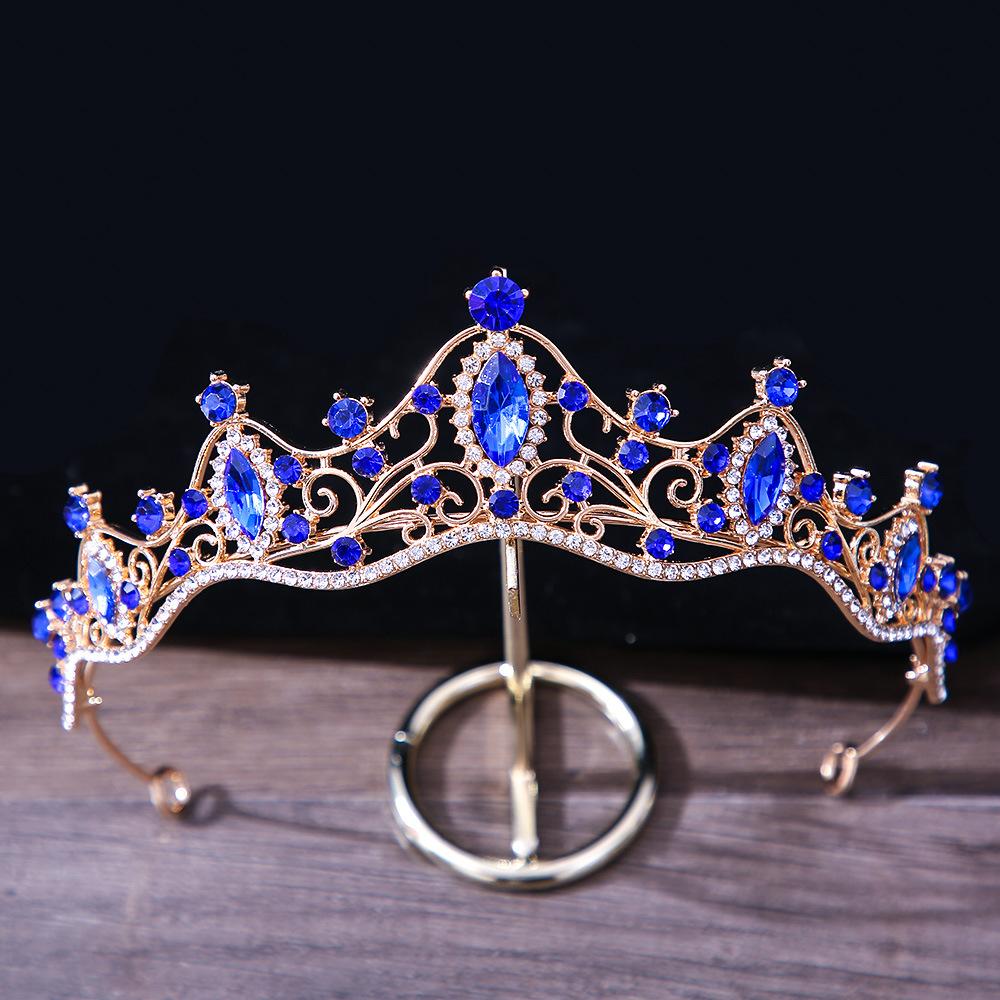 DIEZI Elegant Simple Red Pink Crystal Crown Hair Zircon Tiara Girls Birthday Party Wedding Rhinestone Bridal Crown Accessories