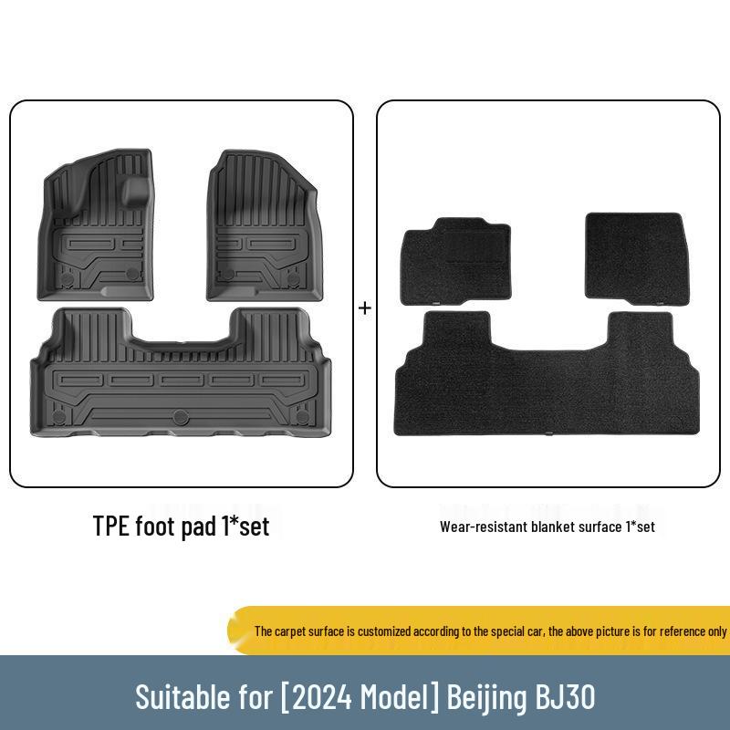 Eco-friendly TPE Floor Mats for 2024 Beijing BJ30: Car, Trunk, and Seat Backrest Mats