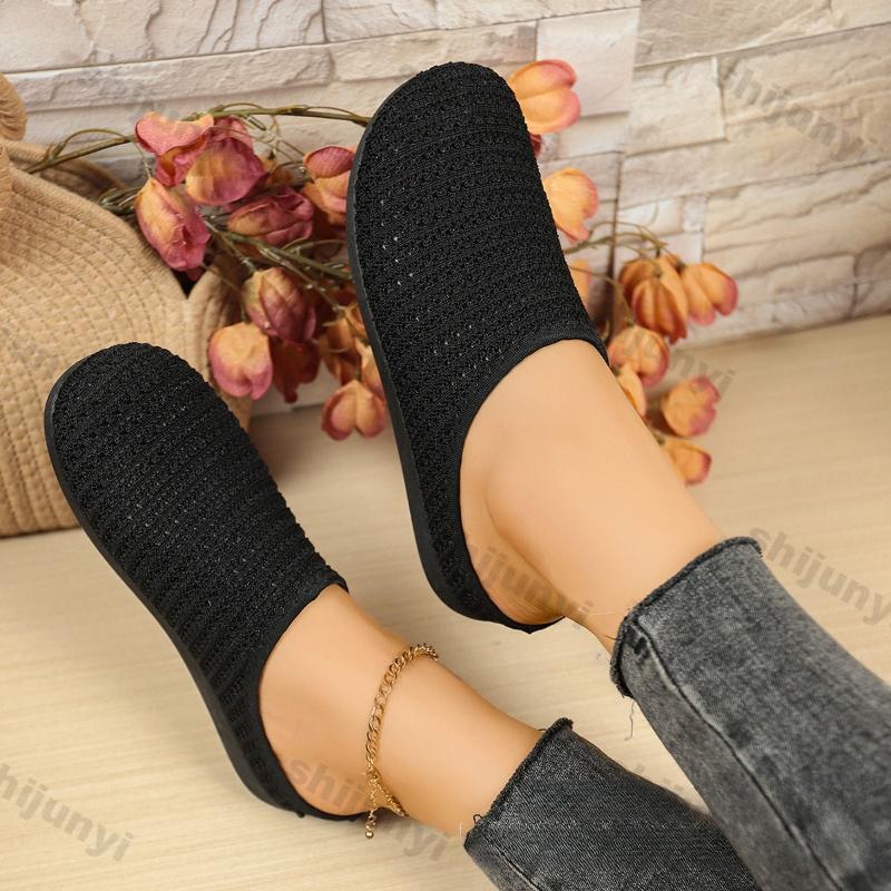Fashion Women's Casual Sandals 2025 Summer Fashion Hollow Breathable Fly Weave Mesh Shoes Lightweight Comfortable Outdoor Half Slippers