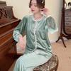Autumn and Winter Xiaoxiangfeng New Pajamas Women's Golden Velvet Long-sleeved Lace Retro Internet Celebrity Style Can Be Worn Outside Loungewear