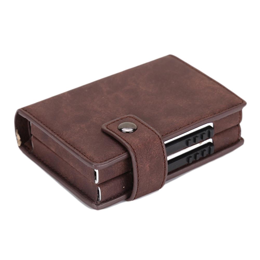 Men RFID Blocking Wallet Aluminium PU Double Box  Up Credit Card Box Case Holder