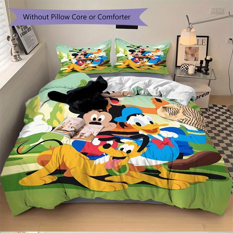 3pcs Mickey Mouse Pluto 1 Cover+2 Pillowcases, Pillow Inserts Not Included, Machine Washable, All-Season Use, Teen and Adult Rooms128