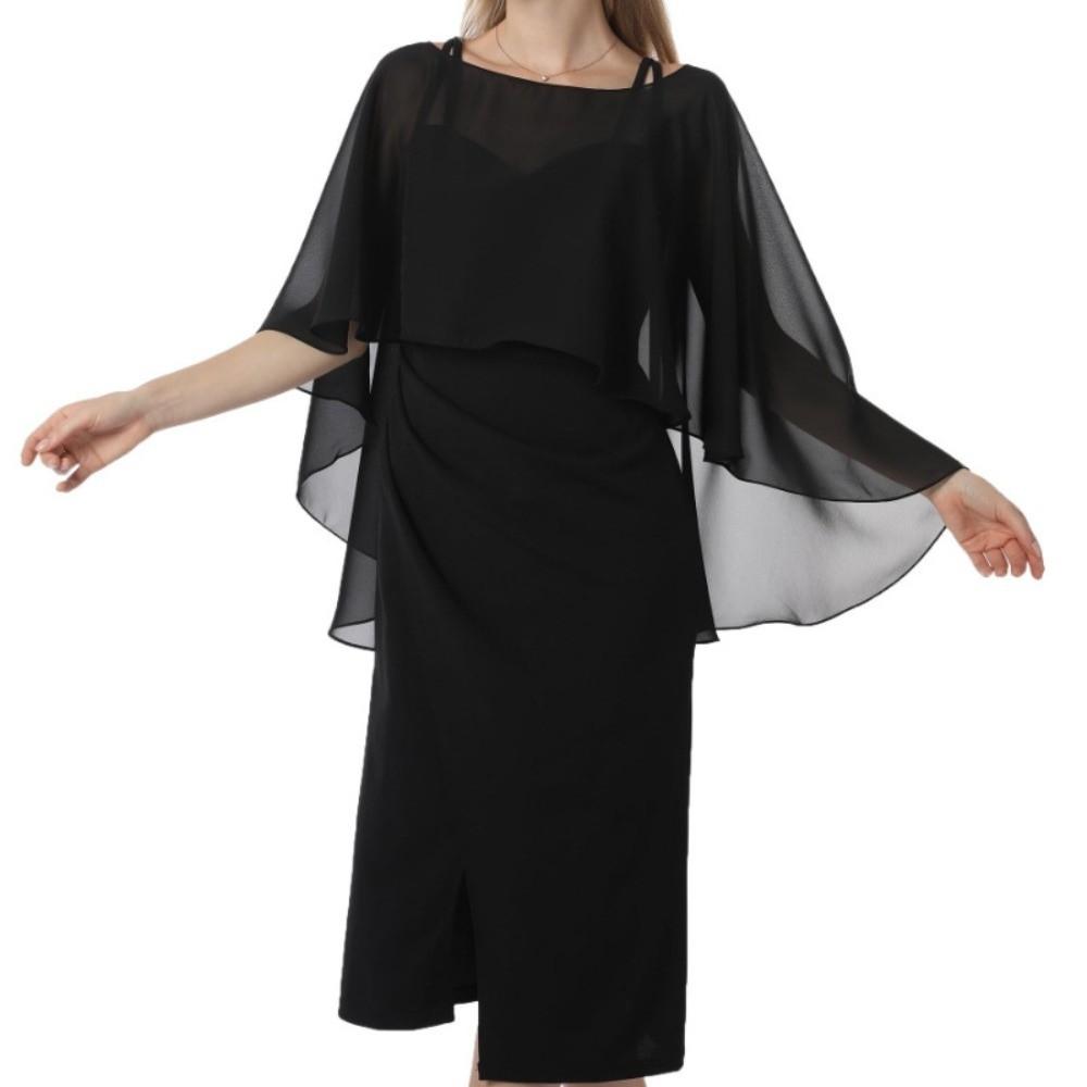 Elegant Sheer Shawl Top Loose Fit Chiffon Sunscreen Outerwear Chiffon Cover Up  Vacation