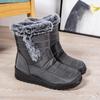 Damen Winterstiefel mit Kaninchenfell-Fell, hohe Absätze, warm, seitlicher Reißverschluss, wasserdicht