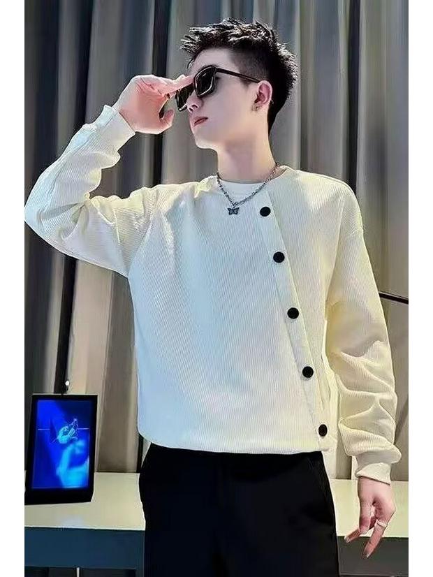 Trendy Men s Plush Hoodie: Button-Up, Long Sleeves, Versatile Autumn & Winter Casual Top XL