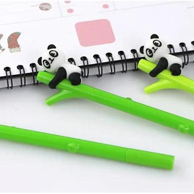 2 Pcs Random Color Cartoon Animal Panda Cute 0.5mm Black Ink Pen Desk Decoration Student Exquisite Gift
