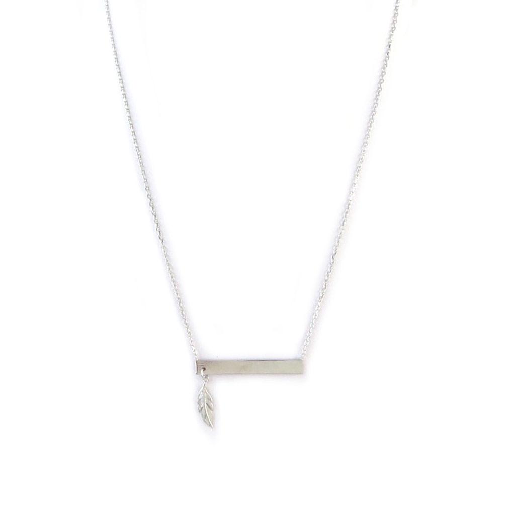 Les Trésors De Lily [N6971] - Silver 'Identity' Feather Necklace (rhodium-plated)