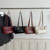 Oily skin solid color design casual popular retro commuter personalized belt buckle shoulder bag commuter underarm bag women