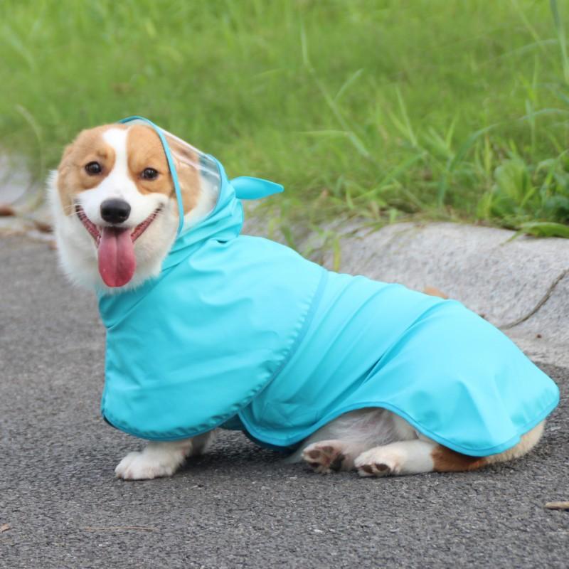 Cute Small Dog Raincoat PU Waterproof Hooded Cape Teddy Bichon Corgi All