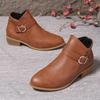 Fashion Roman Retro Short Boots Women 2025 Spring Autumn Shoes Casual Round Head Thick Low Heels Brown Side Zipper Ankle Boots for Women