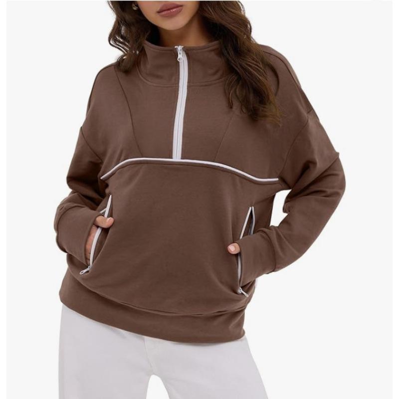 Fashionable Women's Hooded Sweatshirt Casual Pocket Top Loose Pullover
