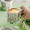 Oil Painting Flower Coffee Cup Matte Retro Exquisite Breakfast Cup Souvenir Niche Birthday Gift Girl