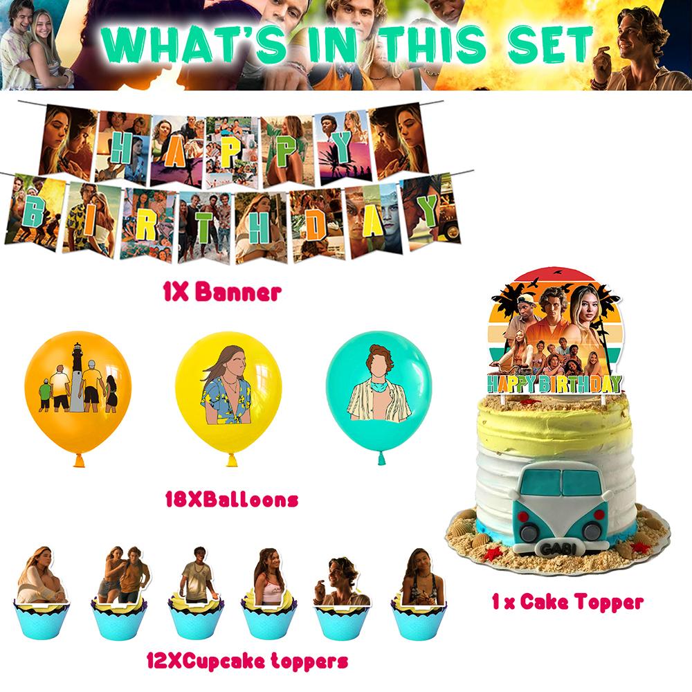 

New 32PCS New Outer Banks Party Decorations Including Banners, Cake Toppers, Balloon
