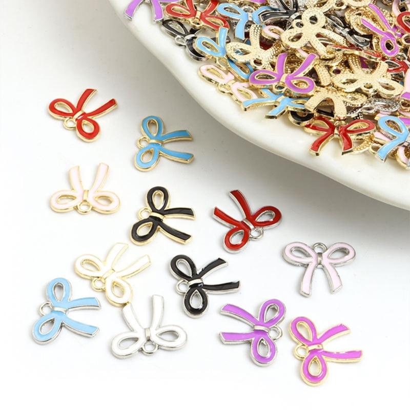 100Pcs Butterfly Knot Hairpiece Accessories Bowknot Pendant for Bracelet Necklace Clothing Embellishment for Daily Use