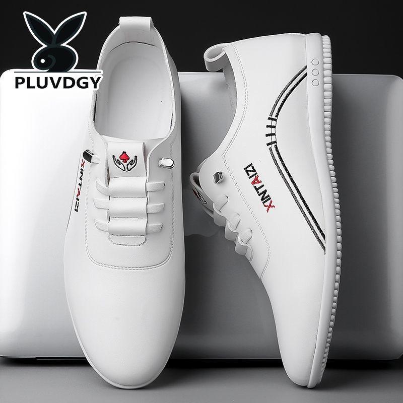 Men's leather shoes new breathable deodorant white casual shoes soft sole soft surface leather shoes men