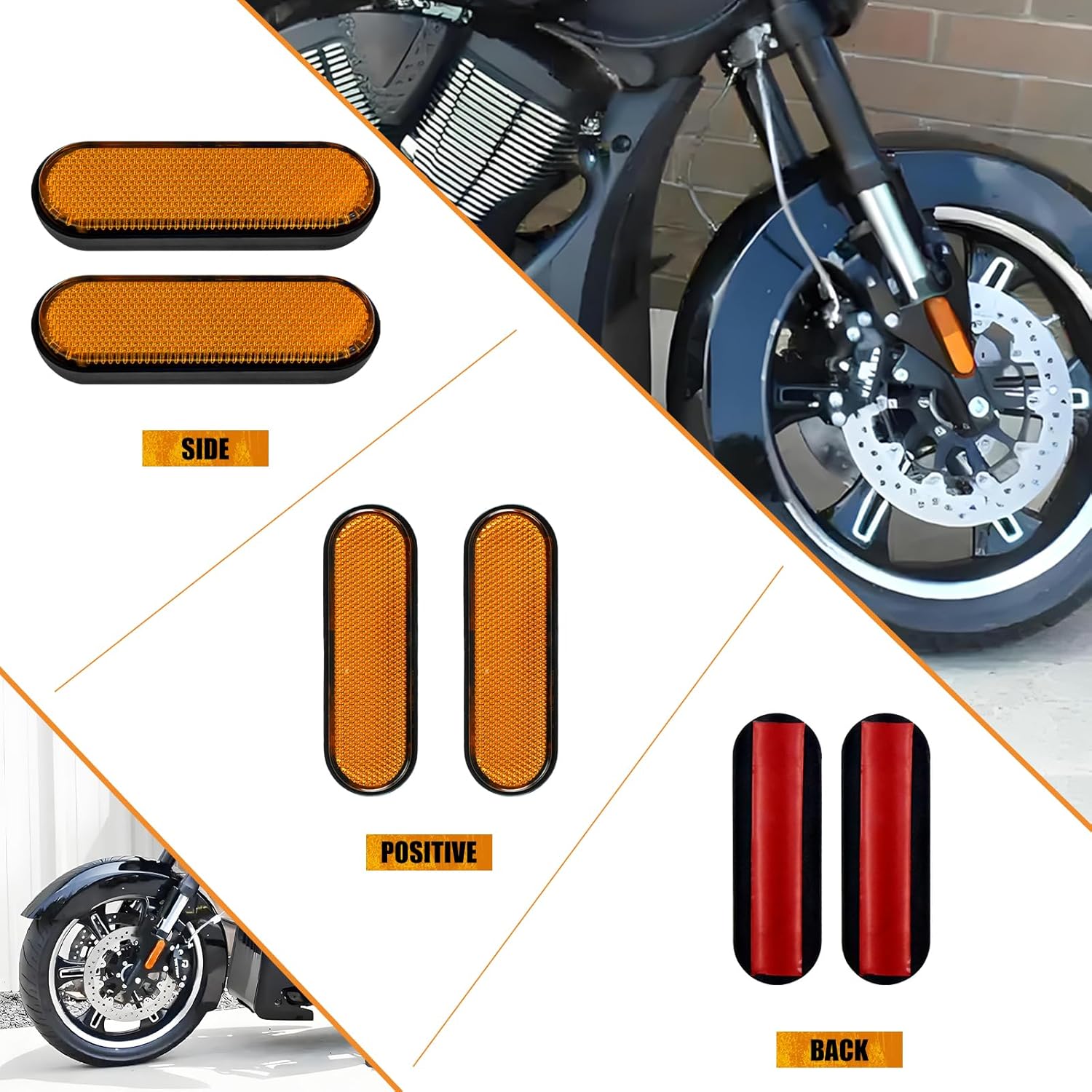 Front Fork Side Reflector Fit For Victory Judge Hammer-S Hard-Ball Vision-Tour High-Ball Jackpot Orange