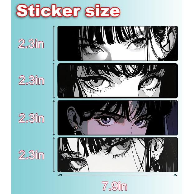 7.9'' Anime Girl Peeking Eyes Car Slap Sticker Bumper Trunk Bike Motorcycle Accessories Decoration Decals (4pcs)