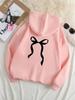 2025 Women's Fashion Bowknot Pullover Hoodie - Long Sleeve & Casual Style