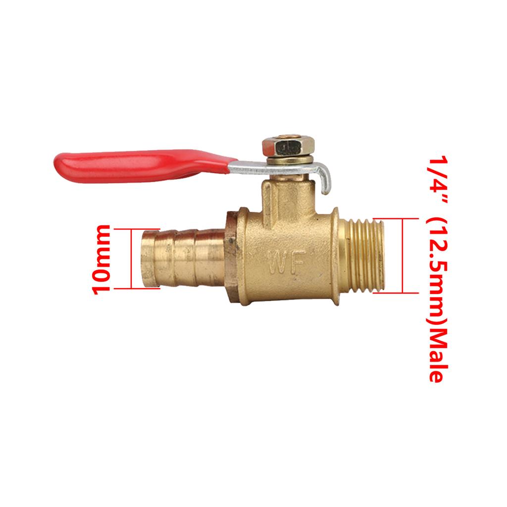 1/8" 1/4" 3/8" 1/2" Außengewinde Messing Kugelhähne 6/8/10/12mm Schlauchtüllen Wasser Öl Luft Gas Kraftstoffleitung Absperr-Kugelhähne