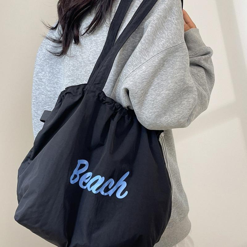 New Drawstring Canvas Bag Tote Bag Commuter Tote Bag Shoulder Bag Large Capacity Shopping Bag Bento Bag
