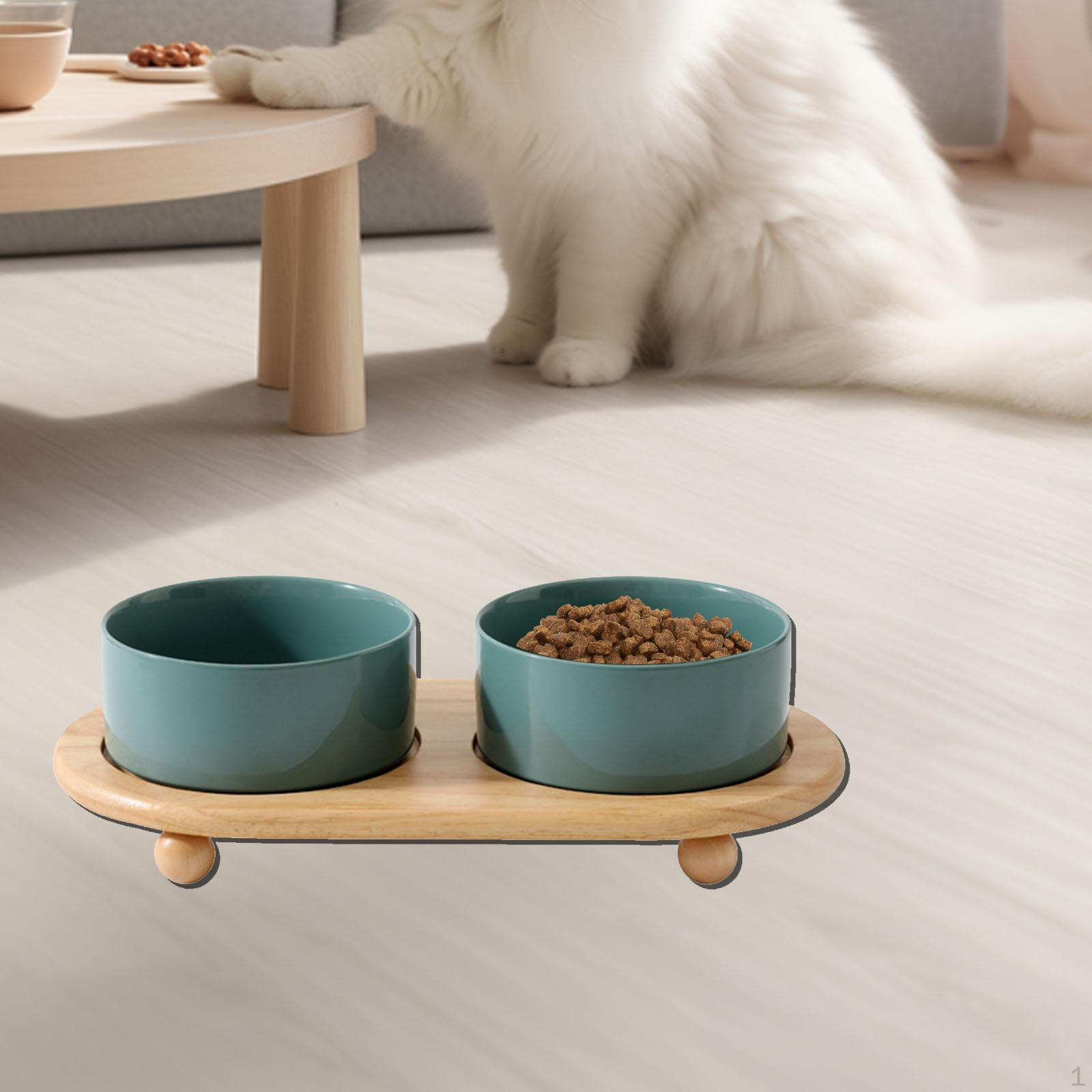 

Миски для кошек, керамическая керамика, миска для домашних животных, блюдо для собак, приподнятое для подарка темно-зеленого