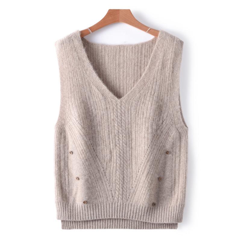 V-neck Vest Vest Vest Vest Spring and Autumn New Style Loose and Slim and Lazy Style Layered Sweater Top