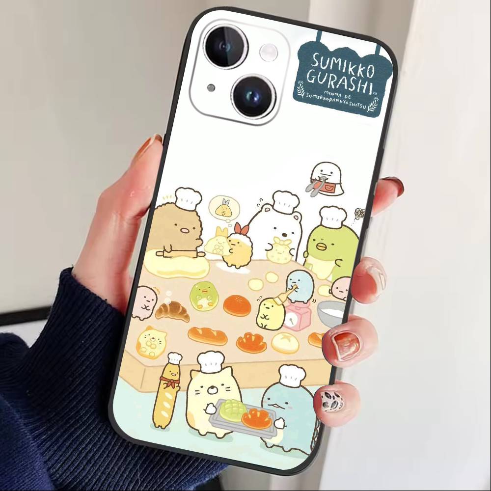 F-Sumikko Gurashi Phone Case For iPhone17,16,15,14,13,12 Plus,Max Soft Silicone Black Cover