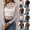 Women S Sexy Y2k Sheer Mesh Long Sleeve T Shirt Half High Neck Slim Fit