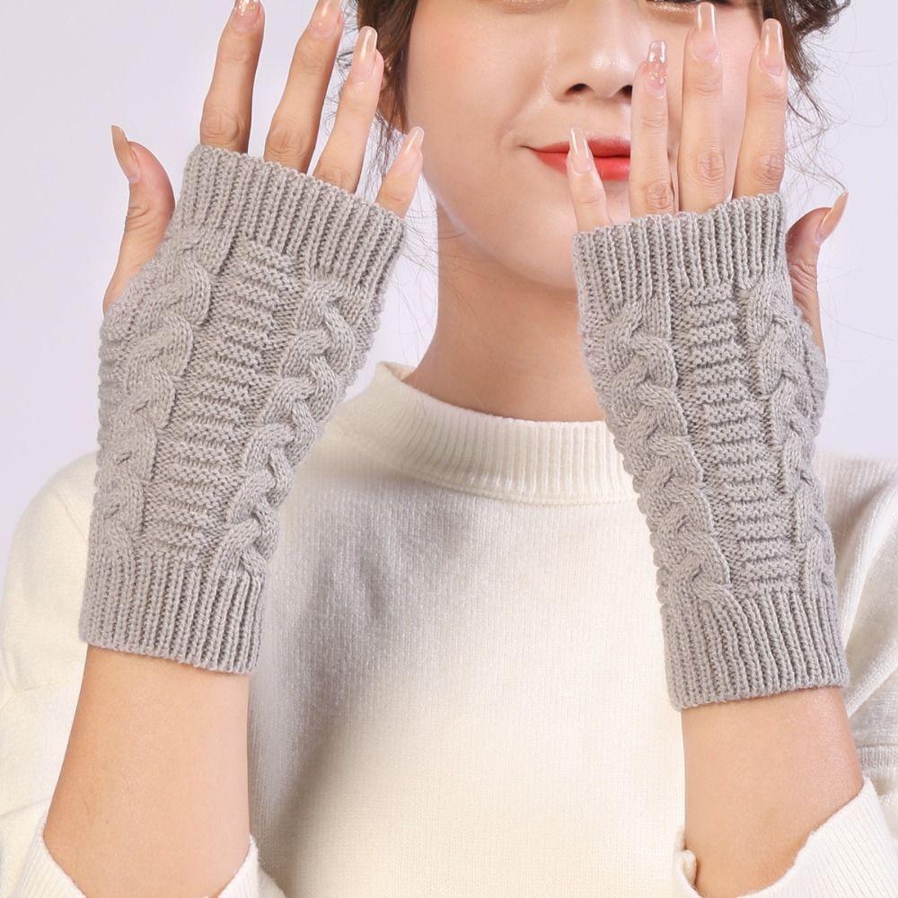 Outdoor Riding Mittens Twists Gloves Fingerless Wool Gloves Fashion Knitted Gloves  Outdoor