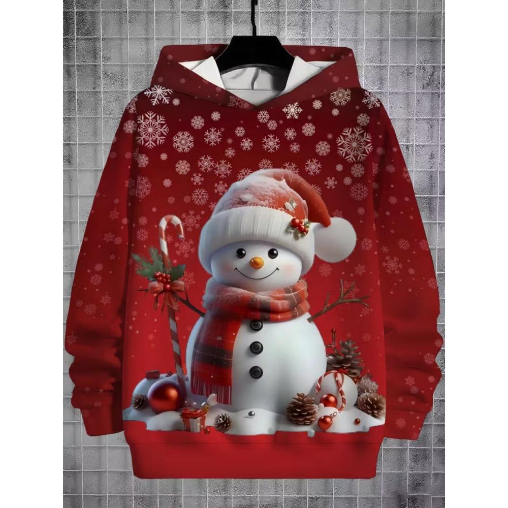 2026 Merry Christmas Sweatshirts Pullover Children's Hoodie Cartoon Santa Claus Graphic Hoody Snowman Sweatshirts Unisex Top