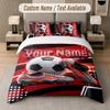 Soccer Theme Custom Text Or Name 3Pcs Bedding Set 1 Flat Sheet & 2 Pillowcases Personalized Home Bedding