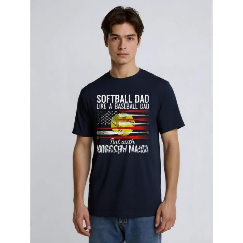 European sizes Mens Softball Dad Like A Baseball Dad Definition On Back T-ShirtFamily T-Shirt