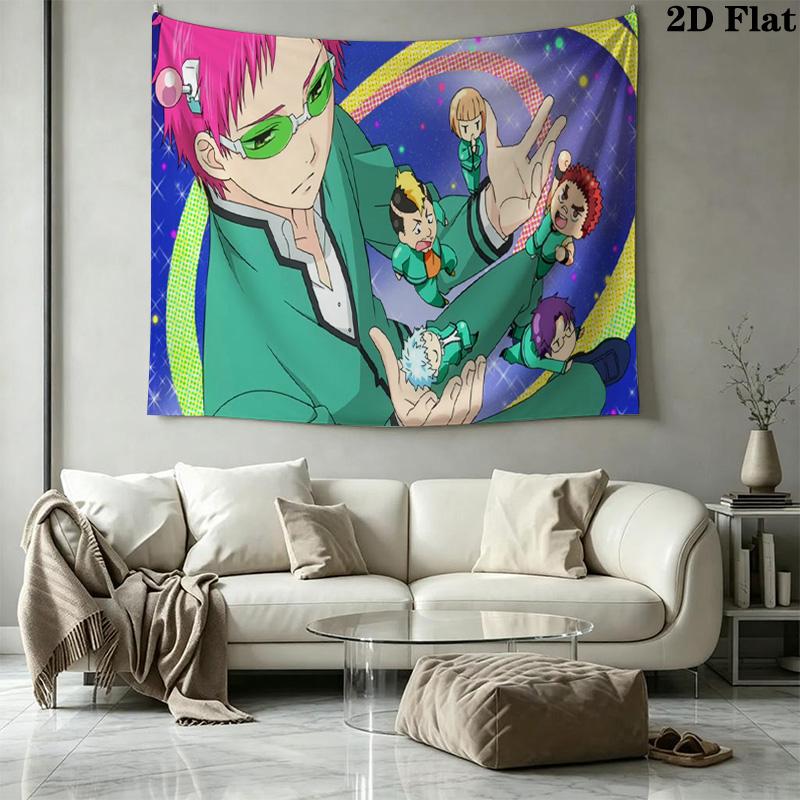 Saiki Wall Tapestry Aesthetic Wall Hanging Printed Fabric Blanket Decorative Tapestries for Bedroom Living Room Home Decor