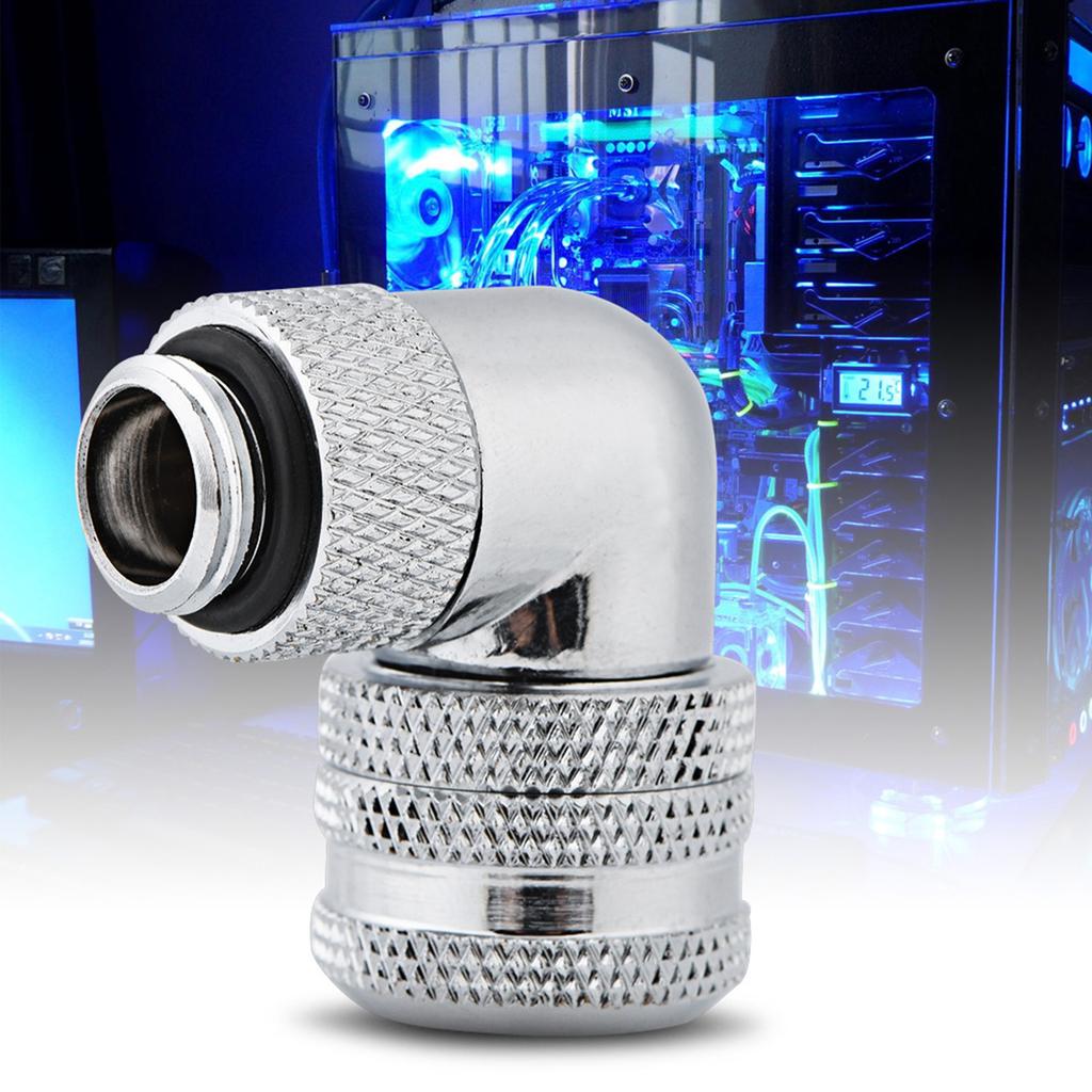 PC Water Cooling Two touch Fitting G1Celsius4 Thread 90 Degrees Elbow Connector for 14MM Tube Black