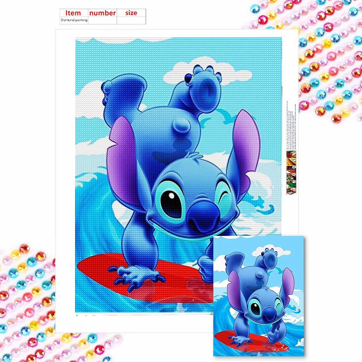 

5D Diy Diamond Painting Stitch on The Surf Full Drill Rhinestones Mosaic Embroidery Handmade Products Home Decor Gift Round 20x30cm