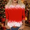 Women's Fashion Casual Christmas Print Three-Quarter Sleeve Neck T-Shirt