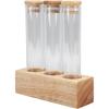 Asixxsix Coffee Bean Jars Canisters, Glass Tubes Single Dose Coffee Bean Storage with Wooden Display Stand & Airtight Lids, Coffee Bean Cellar