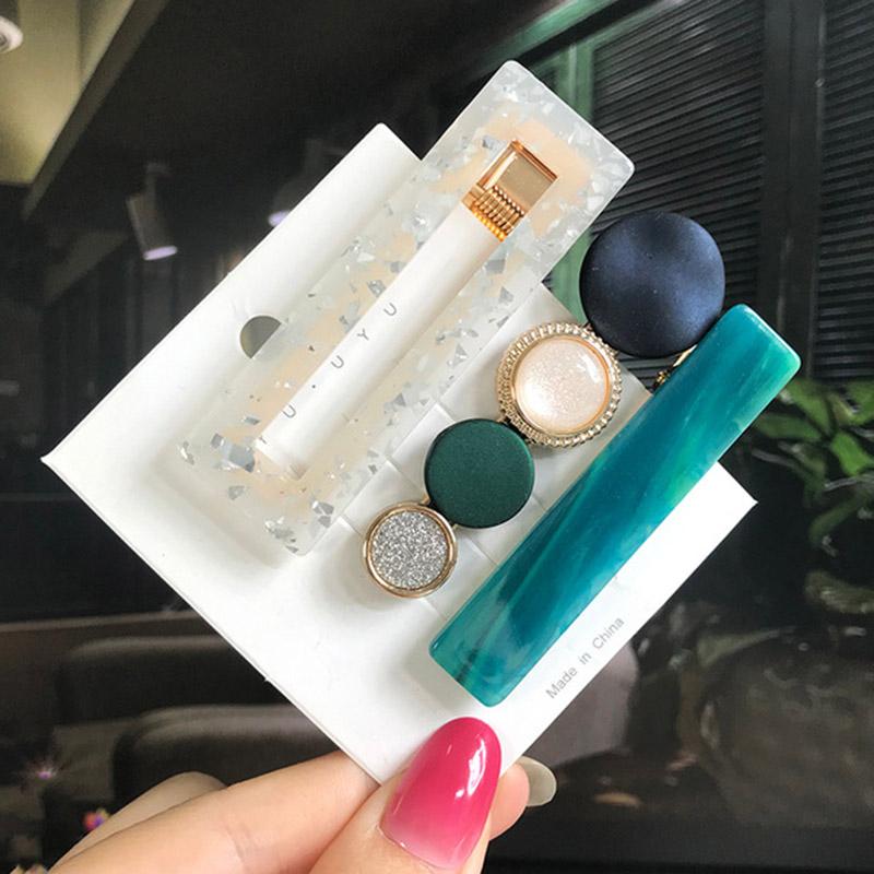 Fashion Hair Pins Side Clip Set Sweet Acrylic Waterdrop Hair Barrettes For Women Girls Korean Geometric Hair Accessories Jewelry