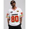 Summer Short-Sleeve Sweatshirt, Zimbabwe Men's V-Neck Short-Sleeve Sweatshirt, White Flag Print Street Style Men's Clothing