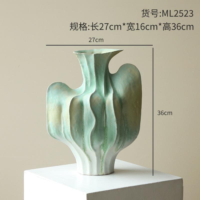 Ceramic Vase Abstract Geometric Ornaments Irregular Folds Flower Vase Flower Arrangement Accessories Handicrafts Home Decoration