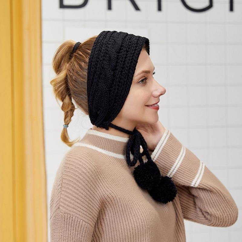 Soft Stretch Winter Warm Cable Knit Earmuffs Warmer Headband Crochet Ear Warmer Headband Knit Ear Muffs for Women Girls
