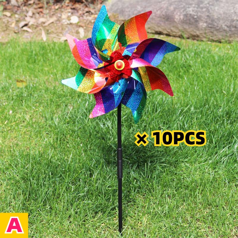 

10pcs Bird Repellent Windmill Reflective Sparkly Scarecrow Pinwheel Windmills Spinner for Garden Lawn Yard Decor Keep Birds Away