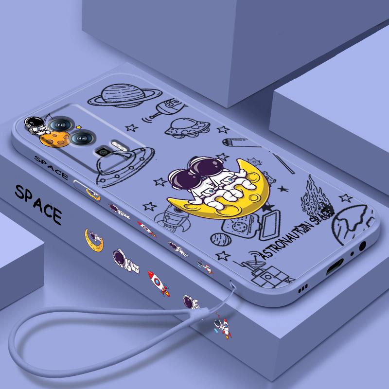 

Крутой астронавт, мультяшная художественная жидкая левая веревка для Xiaomi Redmi 13C 12 12C K60 A1 K50 11 K40 10C 10 9A 9AT 9T 9C 5G Funda Redmi 9C