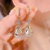 Luxury Cat's Eye Zircon Geometric Water Drop Earrings - Elegant Slimming Dangle for Women