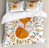 Set Copripiumino Volpe Pelosa Stampa Animale Selvatico Inverno Freddo, Set Biancheria da Letto Decorativo 3 Pezzi con 2 Federe, Dimensioni Singolo Matrimoniale King