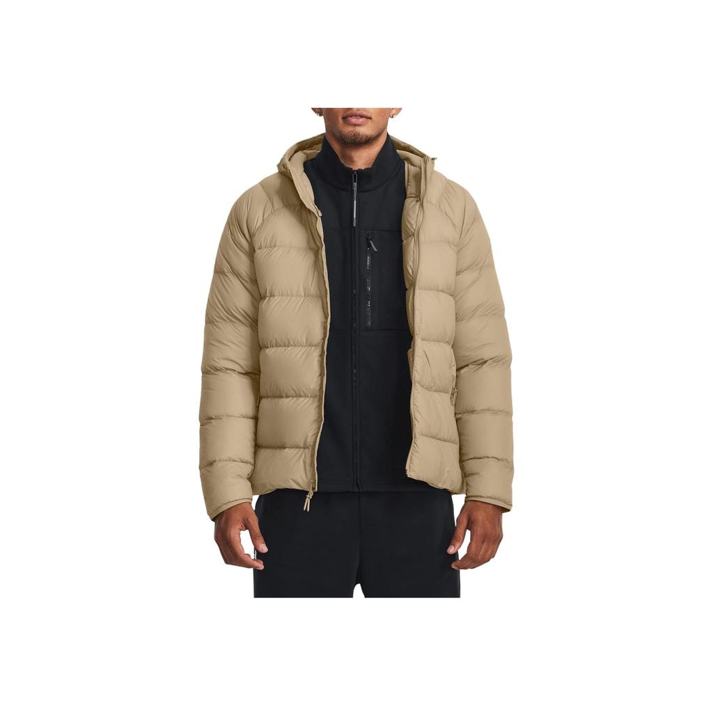 Under Armour Solid Color Hooded Zip-Up Long Sleeve Jacket Men Jackets Khaki 1372651-299